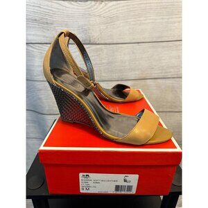 Coach Sharrin Soft Veg Leather Wedge Sandals Size 9